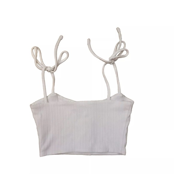 Princess Polly Women's Beige Ribbed Crop Tank Top Size 2 Y2k Barbiecore - Picture 5 of 5